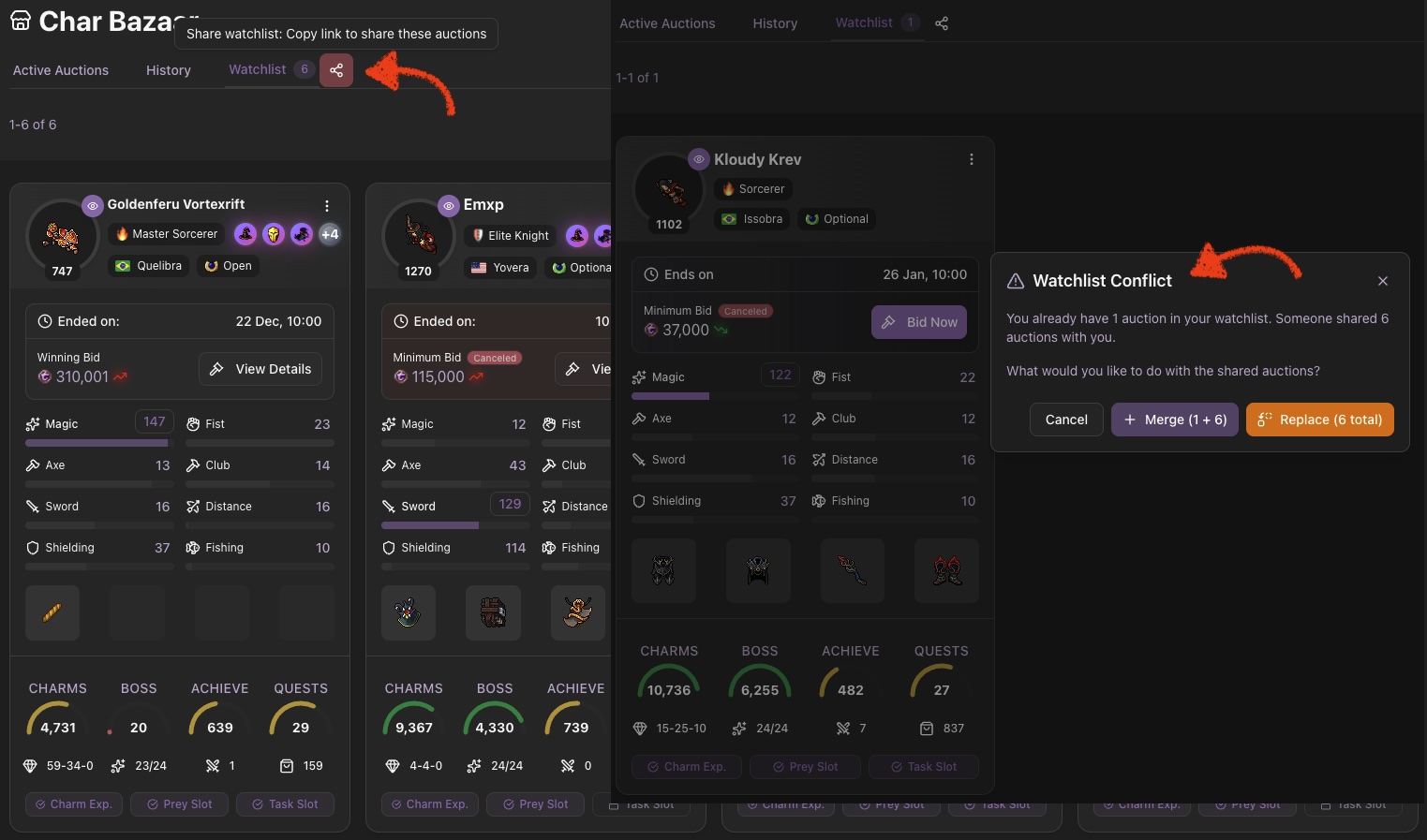Share watchlist feature demo